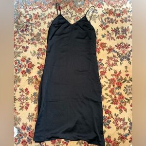 Polyester, flowy floor length dress with leg slit